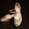 Eden Orchard, Rosé gold and beige cream leather shoe, Peep Toe, Ankle strap, soft padding