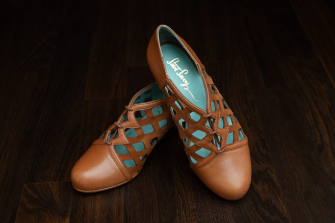 Luxury retro style leather shoes, brown leather and suede