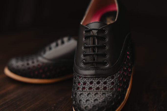 leather shoe, beige, blue, black , sustainable production, worldwide shipping, Small Business, Ethically produced, Woman owned