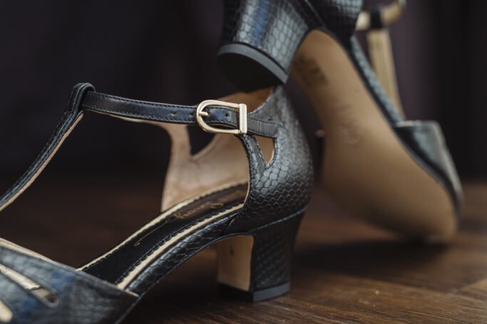 Black T-Strap Ladies Shoe 1920s 1930s 1940s 1950s