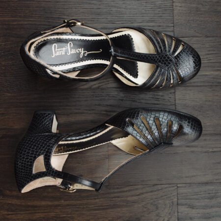 Black T-Strap Ladies Shoe 1920s 1930s 1940s 1950s