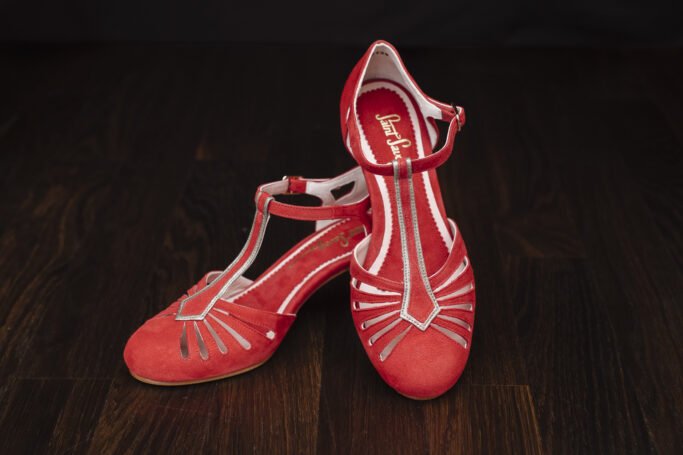 Riviera Boudoir Red Suede with Metallic Accents High Heel ladies shoe