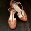 Riviera Terracotta Vintage Style Ladies Shoe Retro Dance Comfortable Mid Heel Leather