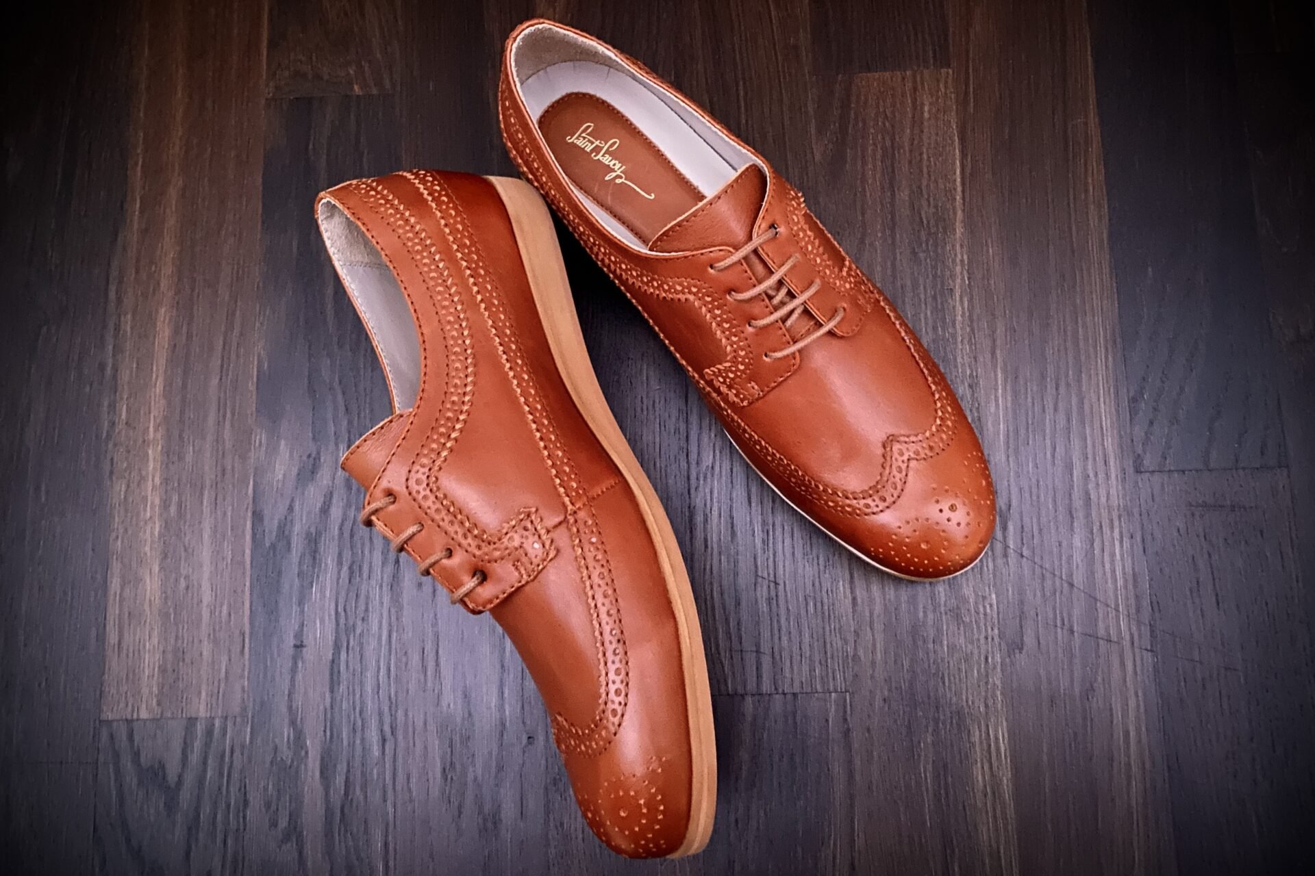 EL Dorado Shandy Brown Leather Shoe Vintage Brogue Retro Mens Dance Shoes Mens Wingtip