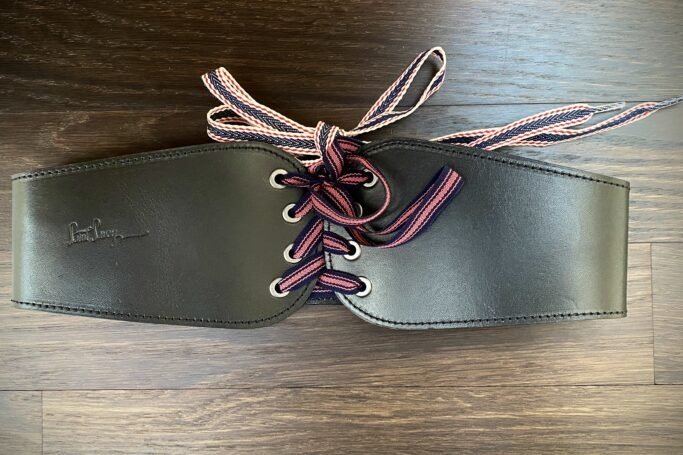 Wide Leather Belt with Laces