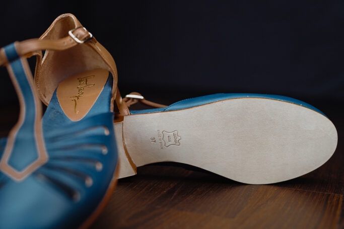 Flat Vintage Retro Shoe RIVIERA FLAT navy blue brown leather Dance shoes, Vintage shoe