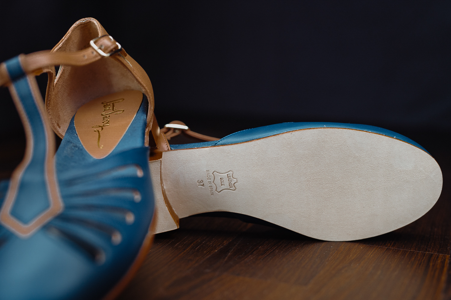 Flat Vintage Retro Shoe RIVIERA FLAT navy blue brown leather Dance shoes, Vintage shoe