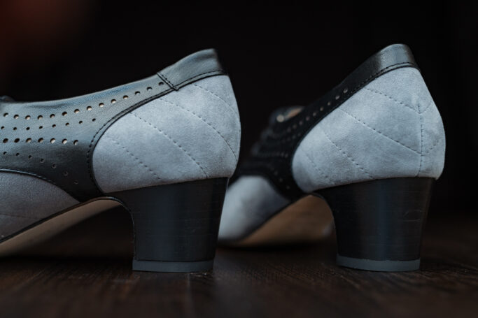 Black and grey 1930s, 1940s, 1950s retro design comfortable shoe. Vintage style, rockabilly , swing dance shoes