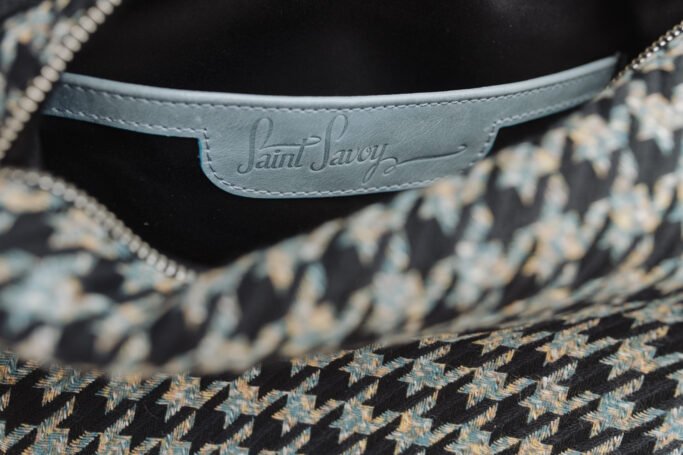 Vintage Style Handbag, Rucksack, Laptop bag, Houndstooth Black Blue Retro purse