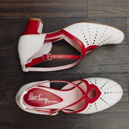 Vintage Style Retro Shoe CINEMA Milkshake Saint Savoy Red Cream Dance Shoe