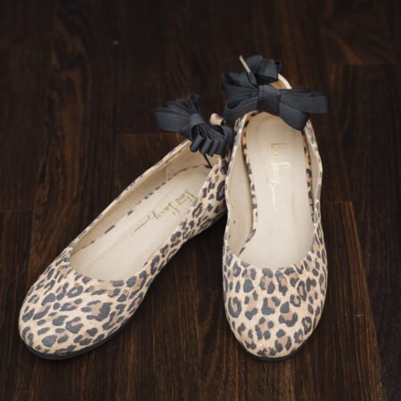 Ribbon Ballerina Leopard Cheetah Vintage Retro Shoe Flat