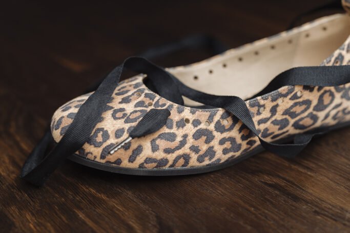 Ribbon Ballerina Leopard Cheetah Vintage Retro Shoe Flat