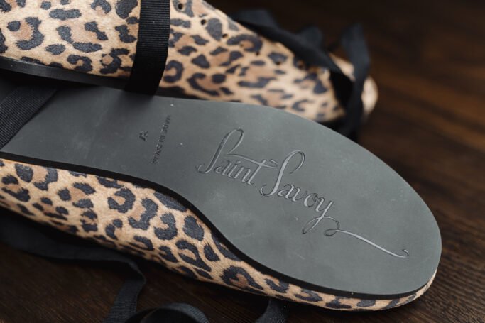 Ribbon Ballerina Leopard Cheetah Vintage Retro Shoe Flat