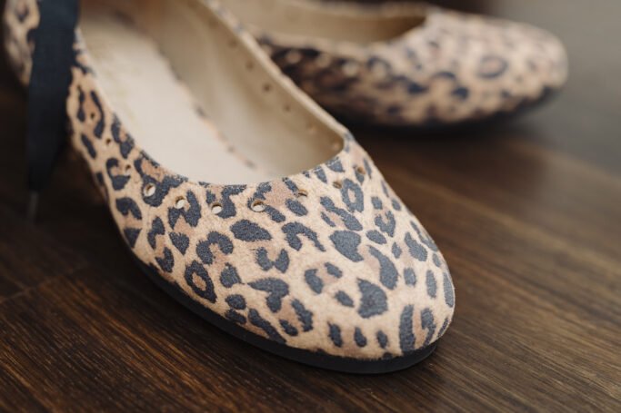 Ribbon Ballerina Leopard Cheetah Vintage Retro Shoe Flat