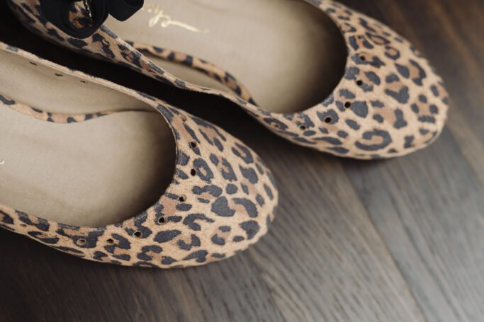 Ribbon Ballerina Leopard Cheetah Vintage Retro Shoe Flat