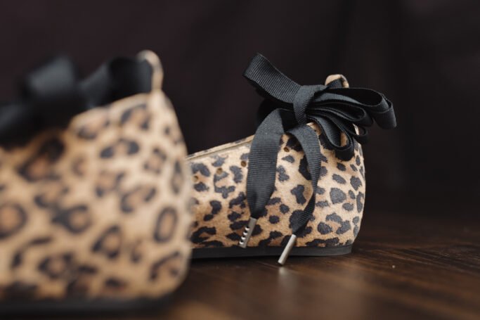 Ribbon Ballerina Leopard Cheetah Vintage Retro Shoe Flat
