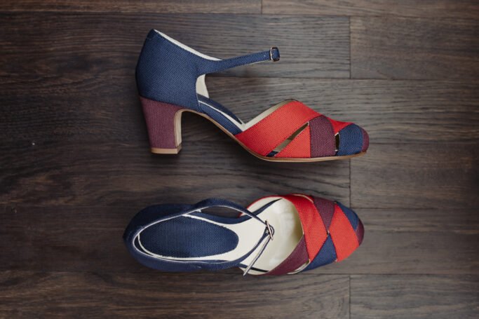 Vegan High Heel red blue