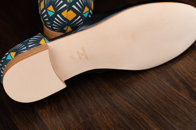 Flat retro vintage style padded shoes, sustainable vegan