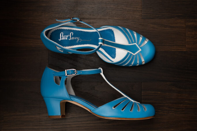 Vintage reproduction blue and white made in Europe comfort shoe