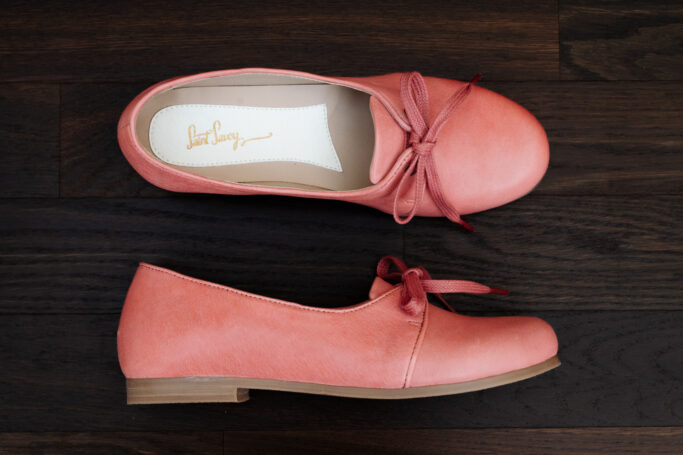 peach, blush, salmon, coral pink classic flat shoes