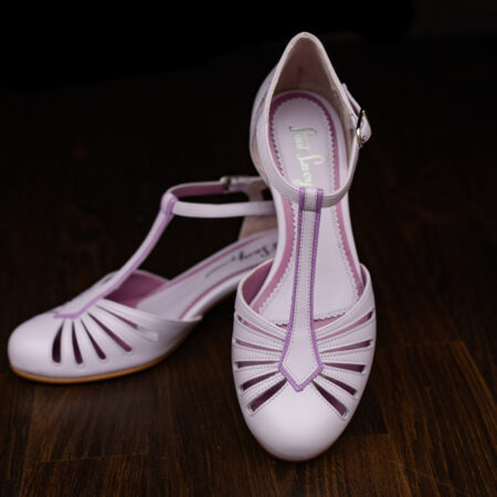 Pastel Retro low heel soft shoes for dancing and everyday use, handmade in Europe