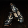 Mina Shadow women's retro shoe, black beige 1920s, 1940s, 1930s, 1950s, leather , handcrafted in Europe