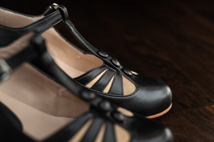 Mina shadow women's retro shoe, black beige 1920s, 1940s, 1930s, 1950s, leather , handcrafted in Europe