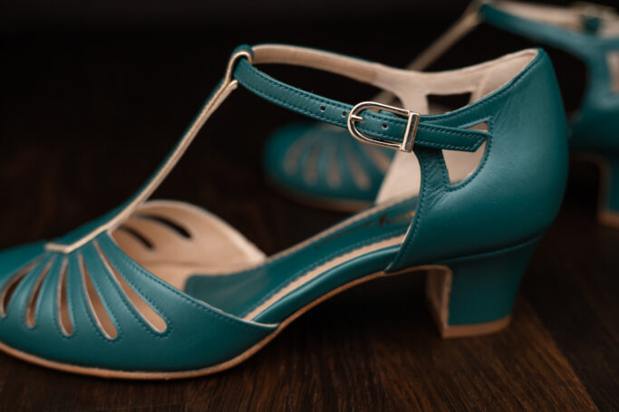 Retro shoes with short heels, comfortable fit, soft padded footbed.