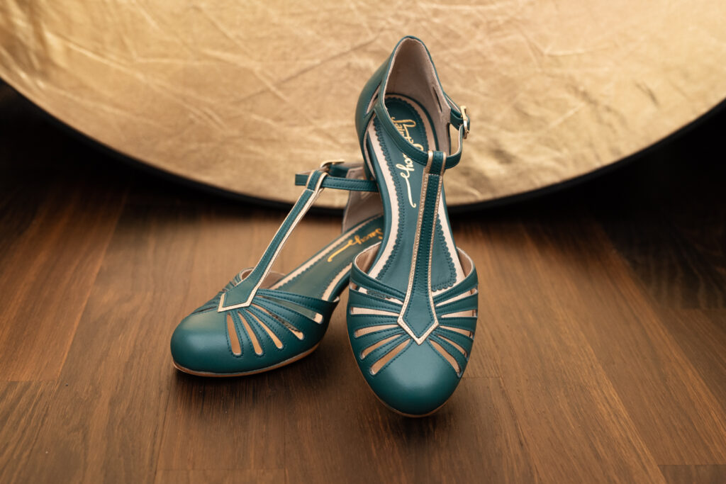 Retro shoes with short heels, comfortable fit, soft padded footbed.