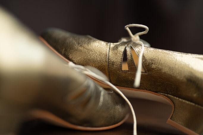 Mary Janes with a tiny heel and laces. Wide fit, leather sole