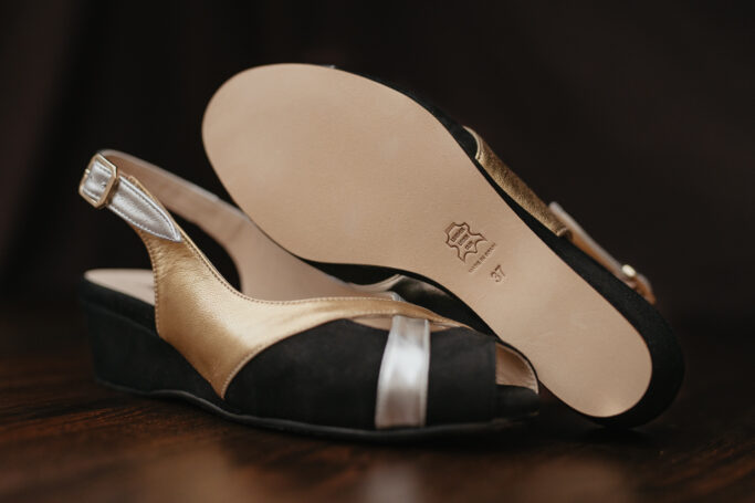 Slingback wedge shoes, handmade in Europe, leather shoe, sustainable production, worldwide shipping, Small Business, Ethically produced, Woman owned, slow fashion