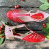 RIVIERA FLAT, Amaryllis, red pink flats, flat sandals, leather, vintage style shoes