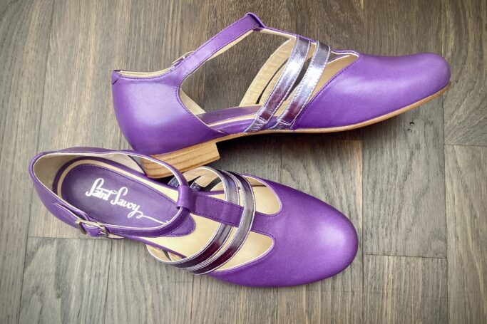 GRAND PRIX ULTRA VIOLET soft shoes, flat vintage T-strap shoes, Dance shoes, retro shoes