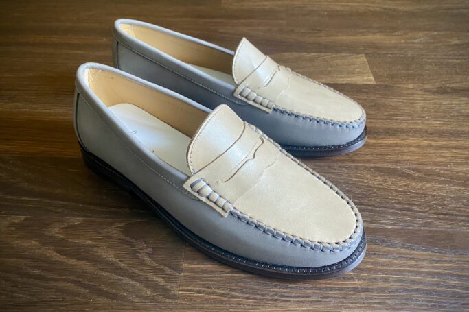 Grey, two-tone shoes, retro, unisex, Vintage Loafers, soft leather shoes, handmade . Made in Europe