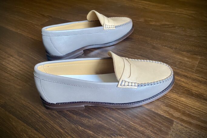 Grey, two-tone shoes, retro, unisex, Vintage Loafers, soft leather shoes, handmade . Made in Europe